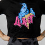WOMENS CROPPED HOODIE - LICK IT - BLACK