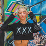 WOMENS CROPPED HOODIE - XXX - BLACK/GOLD