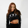 WOMENS CROPPED HOODIE - XXX - BLACK/GOLD