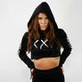 WOMENS CROPPED HOODIE - XXX - BLACK/WHITE