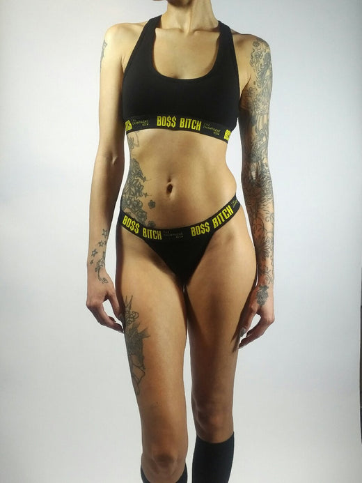 WOMENS BRA AND THONG SET - BO$$ BITCH