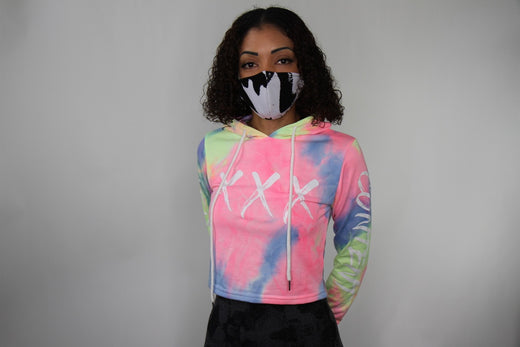 WOMENS CROPPED HOODIE - XXX - TIE DYED