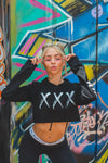 WOMENS CROPPED HOODIE - XXX - BLACK/GOLD