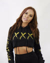 WOMENS CROPPED HOODIE - XXX - BLACK/GOLD