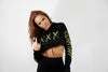 WOMENS CROPPED HOODIE - XXX - BLACK/GOLD