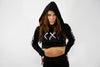 WOMENS CROPPED HOODIE - XXX - BLACK/WHITE