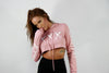 WOMENS CROPPED HOODIE - XXX - PINK/WHITE