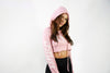 WOMENS CROPPED HOODIE - XXX - PINK/WHITE